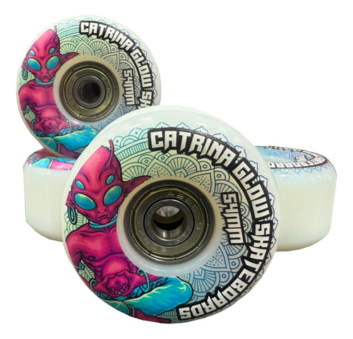 Ruedas Para Skate Catrina Alien Glow Azul / 54 Mm Alien