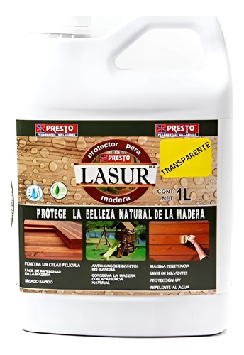 Protector Para Madera Presto Lasur Color Arce 1lt