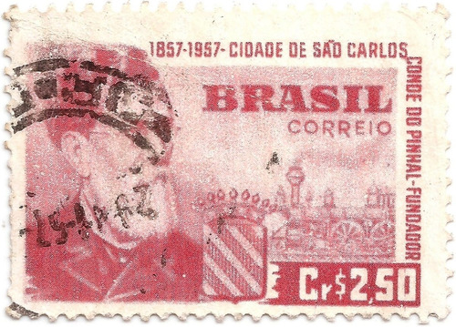 Selo 394 Conde Do Pinhal Cidade De São Carlos Marmorizado (Usado)