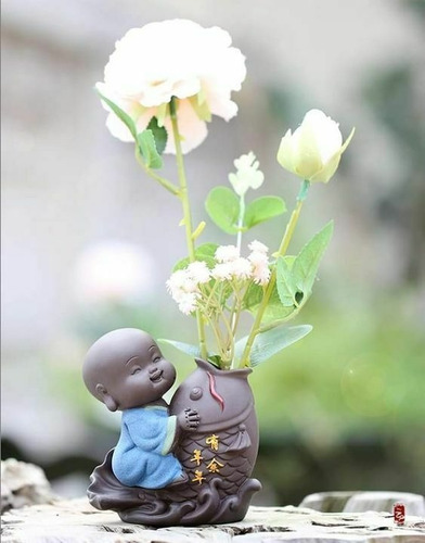 Maceta Baby Buda Y Pez- Figura Plastica