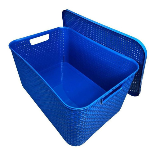 Caixa Rattan P/ Guardar Documentos Com Tampa 15lts Colorida Cor Azul
