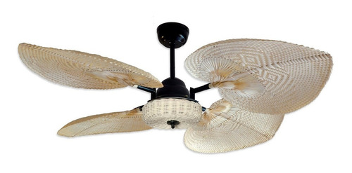 Ventilador De Techo Santorini Rattan Negro Canasta Natural Cantidad de aspas 4 Diámetro 130 cm