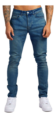 Jeans De Ajuste Regular Con Cintura Flexible Para Hombre