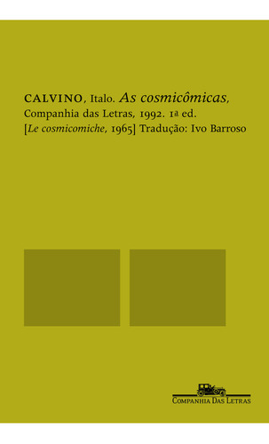 As cosmicômicas, de Calvino, Italo. Editora Companhia das Letras, capa mole em português