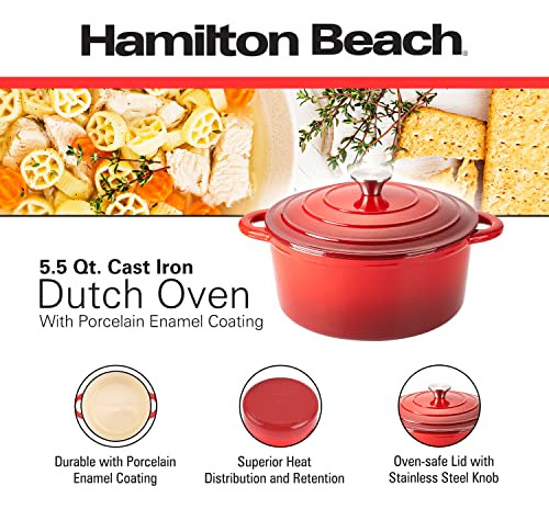 Horno Holandés Hamilton Beach De Hierro Fundido Esmaltado, 5