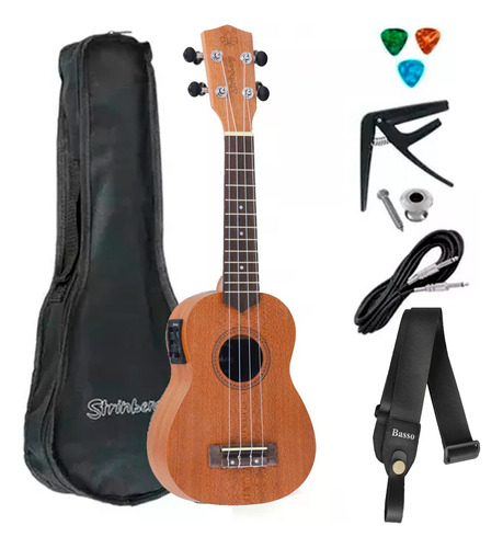 Ukulele Soprano Eletroacústico Strinberg Uk06 Se+ Acessórios