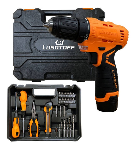 Taladro Atornillador Inalámbrico 12v Lusqtoff Maletín + Acce