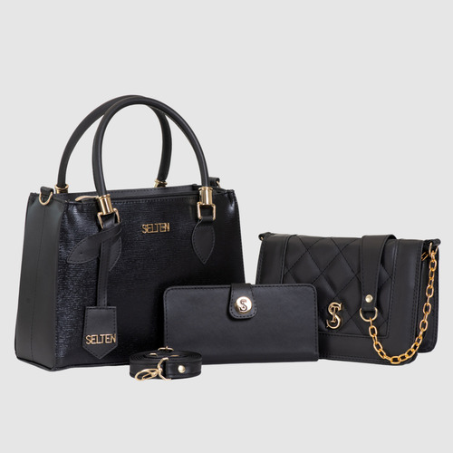 Bolsas Femininas Tote Transversal Lateral Com Carteira Preta