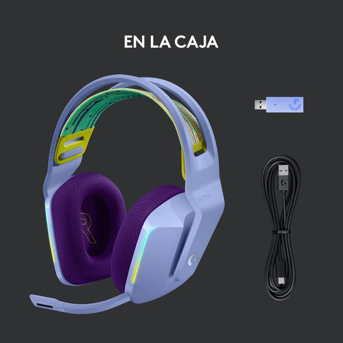 Imagen 9 de 11 de Audífonos gamer inalámbricos Logitech G Series G733 lila con luz rgb LED