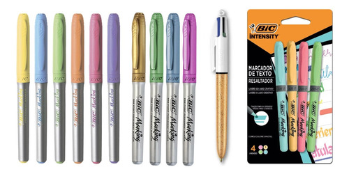 Marcadores Bic Pasteles + Metalizados+ Microfibras+ Lapicera