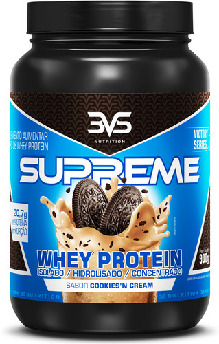 Whey 3w Supreme 900g - Sabor Cookies And Cream - Fórmula Exclusiva Com 28g De Proteína Por Dose Com Whey Isolado, Whey Hidrolisado E Whey Concentrado