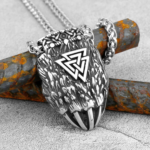 T Collar Garra Oso Valknut Vikingo Nudo Celta De Acero Inox