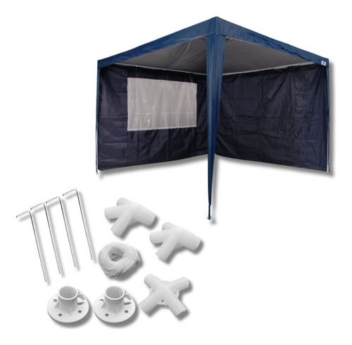 Kit 4 Paredes Cor Azul,kit Conectores Tenda Gazebo 3x3 M