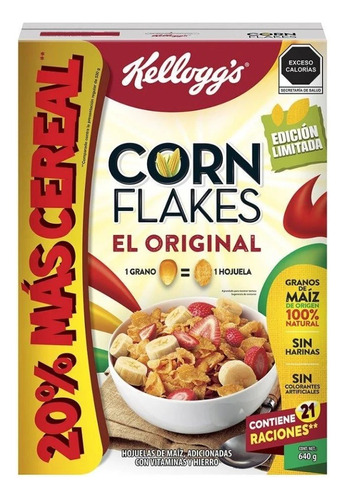 Cereales Kellogg's Corn Flakes Sabor Original De 465 Grs