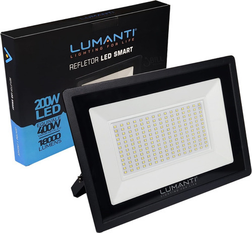 Refletor Led Smart 200w Ip66 Bivolt Branco Frio 32cm X 23cm Cor da carcaça Preto Cor da luz Branco-frio