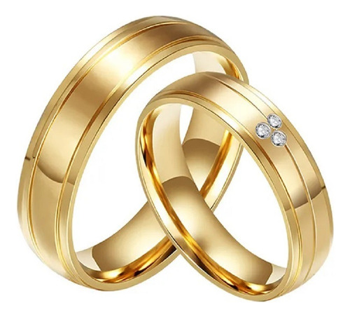 Aros Par Alianzas Matrimonio  Oro 18k Cristales Joyeria Gold