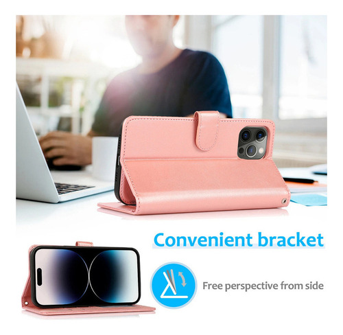 Funda Tipo Cartera De Piel Con Tapa Magnética 2 En 1 Para Ip