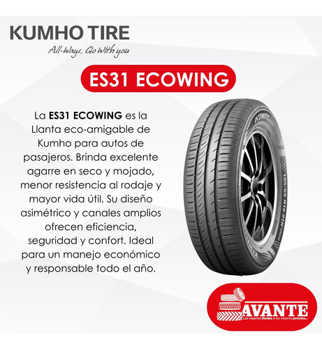 Llanta 185/55r15 Kumho Es31 Ecowing 82h Blk H