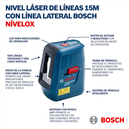Nivel Laser Nivelox Lineas Rojas C/tripie Bosch 0601063xg0
