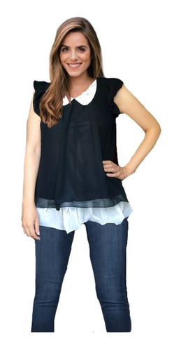 Blusa De Vestir Negra. Talla M