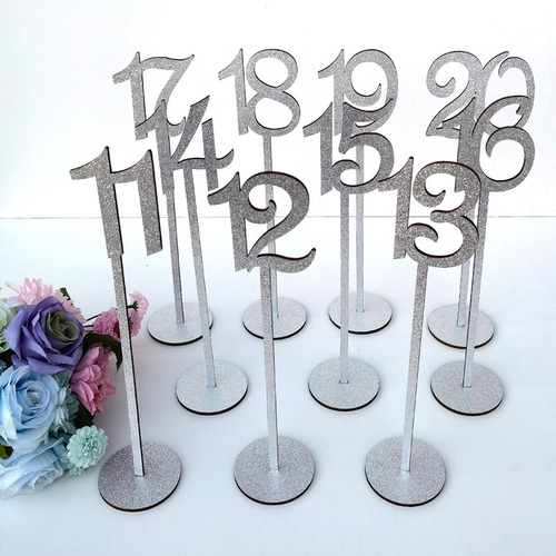 Números De Mesa Soportes Para Números 20 Piezas De Plata