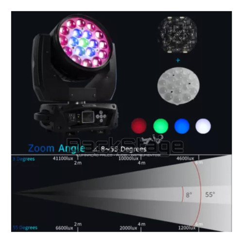 4 Aura Effect Moving Wash Beam Led Zoom 19x15w Rgb + Case