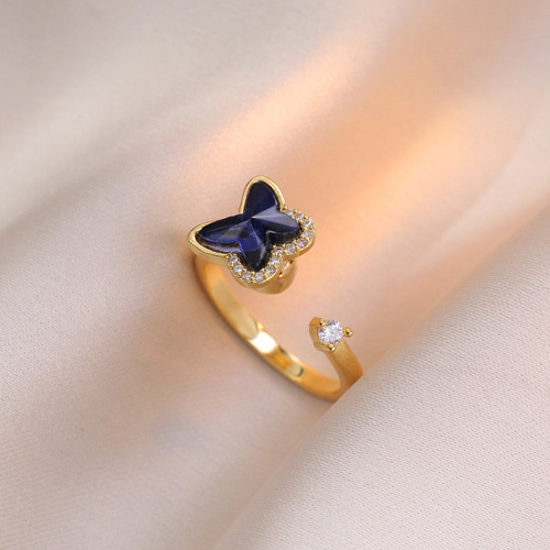 Mariposa Conjunto Joyas Collar Anillo Giratorio Para Mujer
