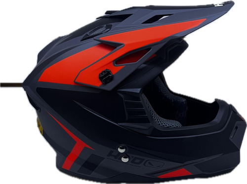 Casco Cross Hro Mx-03 Dark Mode Naranja Negro 