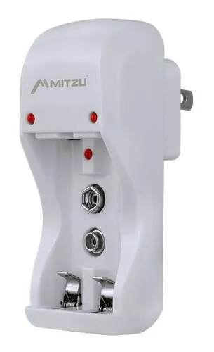 Mitzu® Cargador de pilas AA, AAA y 9V incluye 2 pilas AA y clavija