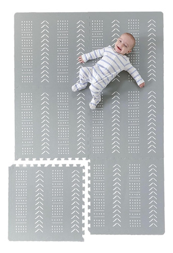 Tapete Para Bebe Armable Suave Alfombra Infantil Foamy Gris Flechas