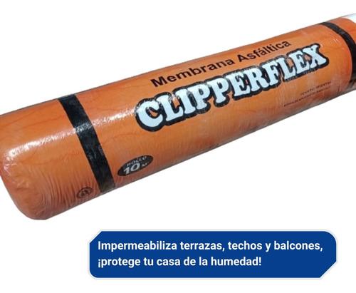 Rollo Membrana Techo Asfáltica 1x10mt 40kg Clipperflex