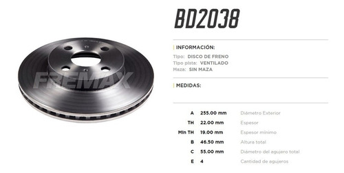 Disco Freno Delantero Yaris Belta 2006 2007 2008 2009 52120