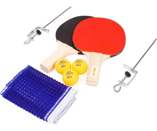 Imagem 1 de 4 de Kit Ping Pong Vollo C/ Rede 2 Raquetes 3 Bolas Tenis De Mesa