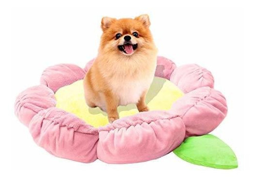Tonbo Soft Plush 24  Cute And Cozy Flower Dog Cat Bed, Lavad