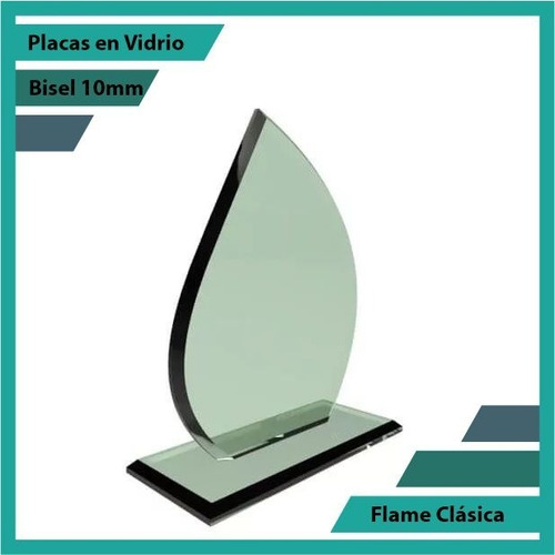 Placas Conmemorativas En Vidrio Forma Flame Clasica Plano