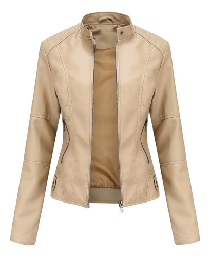 Cazadora Biker Casual De Piel For Mujer