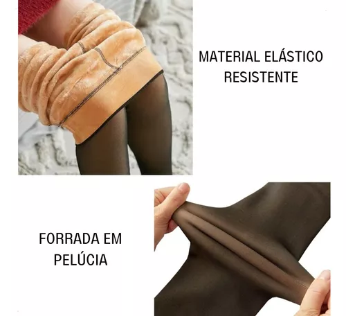 Meia-Calça Forrada de Lã Para o Inverno Translúcida Premium, Meia Calça  Peluciada Elástica para o Frio