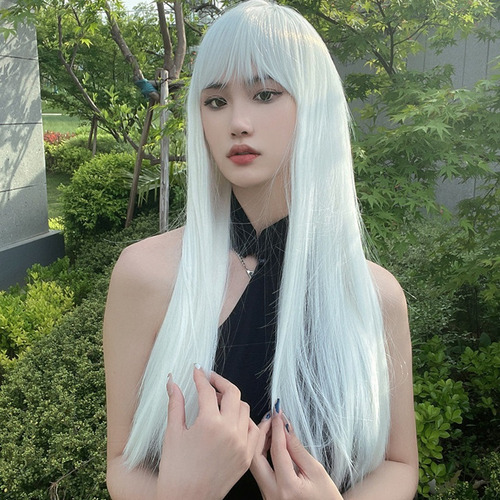 Peluca Blanca Natural Para Mujer,pelo Largo Y Liso,moda