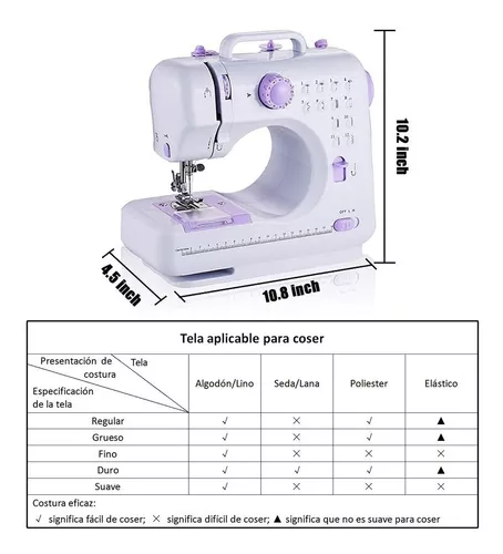 Maquina de coser 12 patrones puntadas integradas. Usa 4 baterias