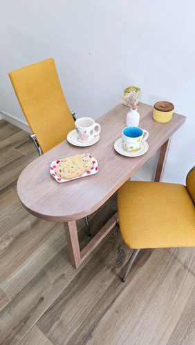 Mesa De Comedor Espacios Pequeños 100x40 Cm, Estilo Natural Madera Madera