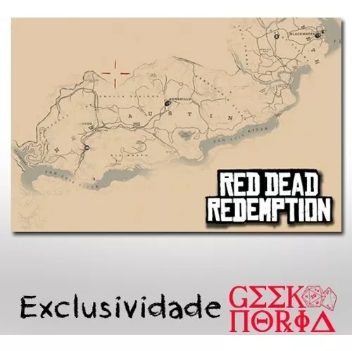 3 Placas Decorativas em mdf Mapa Red Dead Redemption 2