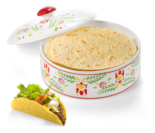 Yopay Ceramic Tortilla Warmer, Servidor De Tortilla De 8 Pul