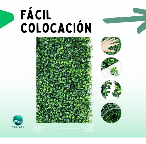 Jardin Vertical Artificial Cesped Exterior Con Uv Pack X15u Verde Verde