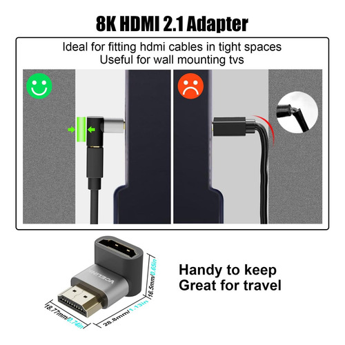 Adaptador De Ángulo Recto Vcelink Hdmi 90 Grados Adaptador A