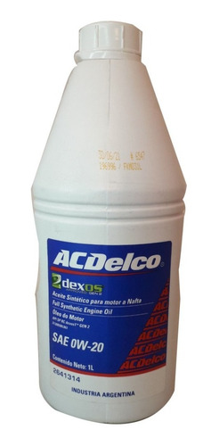 Aceite Sintetico Acdelco 0w20 X 1lt Dexos2 Chevrolet Equinox