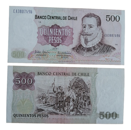 Billete De 500 Pesos Firma Interino, Año 1991, Unc.