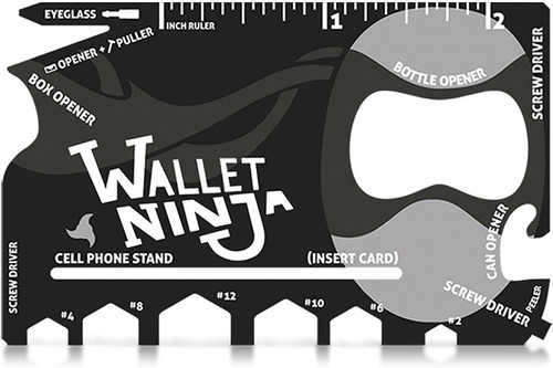 Cartão Multi Ferramentas Carteira 18 Em 1 Ninja Wallet Aço Cor Preto