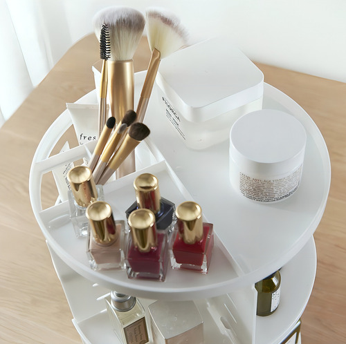 Organizador Maquillaje Cosméticos De Rotación Acrílico 360 Lo Necesito Color Blanco