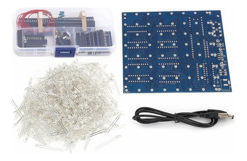  8x8x8 3d Led Diy Cubo De Luz Kit Cuadrado Blanco Led Azul