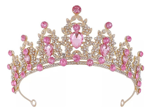 Corona Princess Rosa Para Niña, 3 Años, Primera Comunión. .